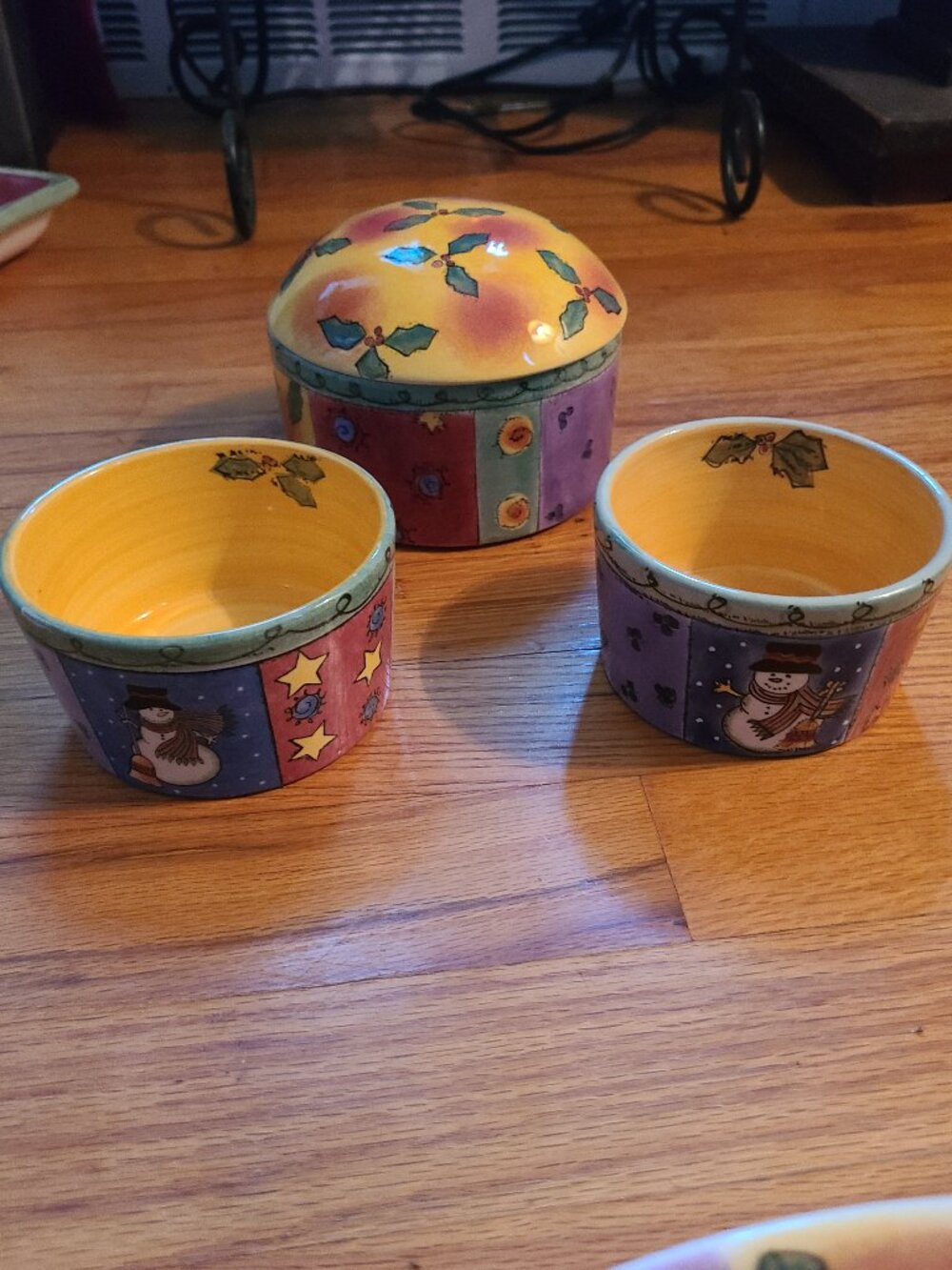 Rare Sango The Sweet Shoppe Christmas Candy Dish & Lid, 2 Dip Bowls Sue Zipkin